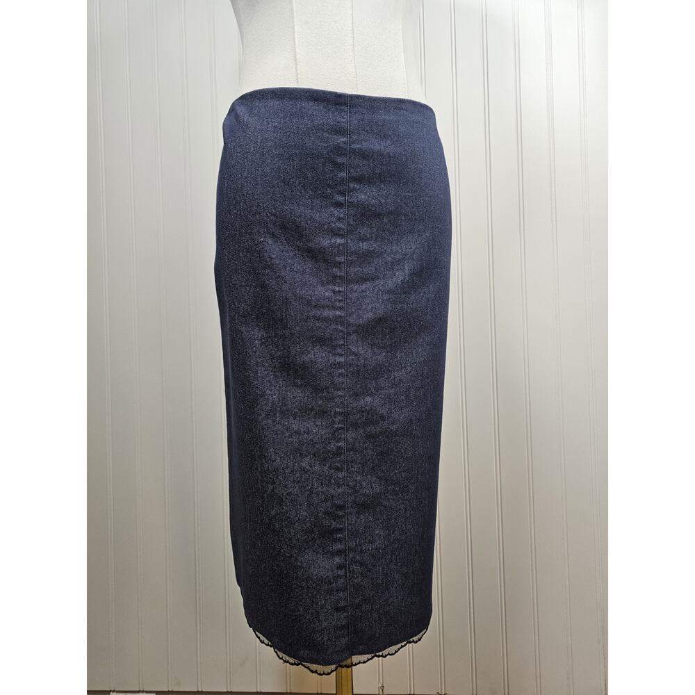 Anna Molinari Pencil Skirt Black Lace‎ Trim Women's Size 42/6-8 Made in Italy